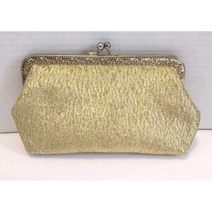 Vintage Gold Embellished Snap Clutch With String Evening Classy Sophisticated